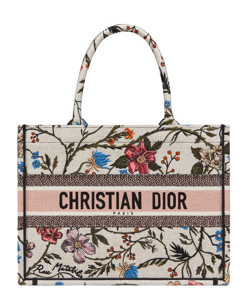 Christian Dior Book Tote Velvet Mizza Embroidery Canvas Cream